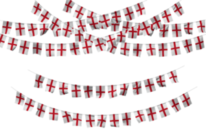 England Flag Bunting Decoration on The Rope, Jhandi, Set of Small Flag Celebration, 3D Rendering png