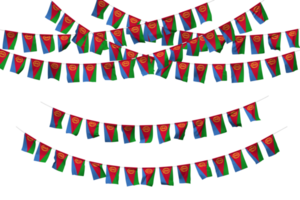 Eritrea Flag Bunting Decoration on The Rope, Jhandi, Set of Small Flag Celebration, 3D Rendering png