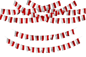 Indonesia Flag Bunting Decoration on The Rope, Jhandi, Set of Small Flag Celebration, 3D Rendering png