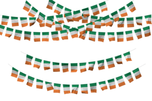 Irlanda bandera verderón decoración en el soga, jhandi, conjunto de pequeño bandera celebracion, 3d representación png