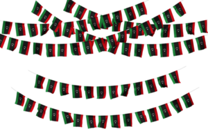 Libye drapeau bruant décoration sur le corde, jhandi, ensemble de petit drapeau fête, 3d le rendu png