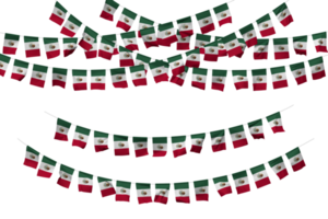 Mexico Flag Bunting Decoration on The Rope, Jhandi, Set of Small Flag Celebration, 3D Rendering png