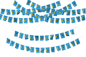 Saint Lucia Flag Bunting Decoration on The Rope, Jhandi, Set of Small Flag Celebration, 3D Rendering png