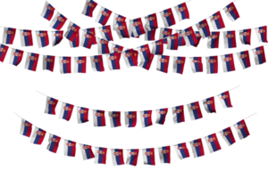 Serbia Flag Bunting Decoration on The Rope, Jhandi, Set of Small Flag Celebration, 3D Rendering png