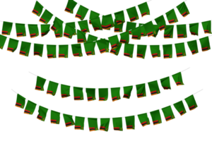 Zambia Flag Bunting Decoration on The Rope, Jhandi, Set of Small Flag Celebration, 3D Rendering png