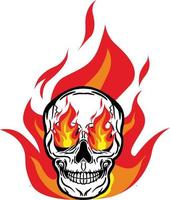 Skull head crossbones flame fire vector image illustrations