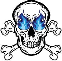 Skull head crossbones flame fire vector image illustrations