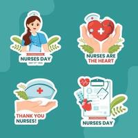 International Nurses Day Label Flat Cartoon Hand Drawn Templates Background Illustration vector