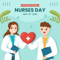 International Nurses Day Social Media Background Illustration Cartoon Hand Drawn Templates vector