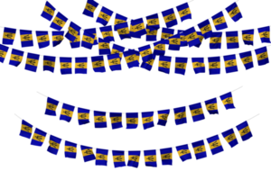 Barbados vlag vlaggedoek decoratie Aan de touw, jhandi, reeks van klein vlag viering, 3d renderen png