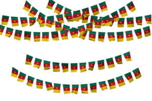 cameroon flagga flaggväv dekoration på de rep, jhandi, uppsättning av små flagga firande, 3d tolkning png