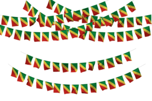 république de le Congo drapeau bruant décoration sur le corde, jhandi, ensemble de petit drapeau fête, 3d le rendu png