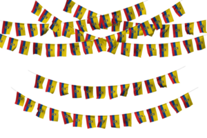 Equador bandeira estamenha decoração em a corda, jhandi, conjunto do pequeno bandeira celebração, 3d Renderização png