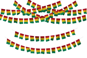 Guinea bandera verderón decoración en el soga, jhandi, conjunto de pequeño bandera celebracion, 3d representación png
