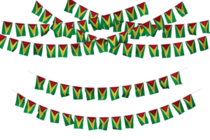 Guyane drapeau bruant décoration sur le corde, jhandi, ensemble de petit drapeau fête, 3d le rendu png