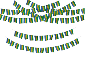 Gabon drapeau bruant décoration sur le corde, jhandi, ensemble de petit drapeau fête, 3d le rendu png