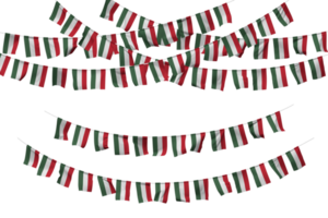 Hungary Flag Bunting Decoration on The Rope, Jhandi, Set of Small Flag Celebration, 3D Rendering png