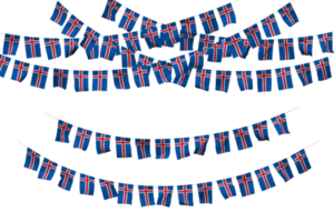 Iceland Flag Bunting Decoration on The Rope, Jhandi, Set of Small Flag Celebration, 3D Rendering png