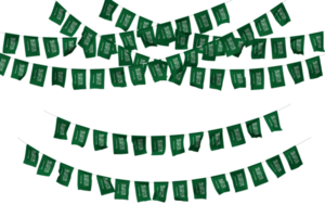 Kingdom of Saudi Arabia Flag Bunting Decoration on The Rope, Jhandi, Set of Small Flag Celebration, 3D Rendering png