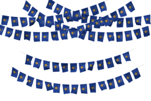 Kosovo Flag Bunting Decoration on The Rope, Jhandi, Set of Small Flag Celebration, 3D Rendering png