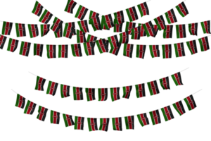 Kenya Flag Bunting Decoration on The Rope, Jhandi, Set of Small Flag Celebration, 3D Rendering png