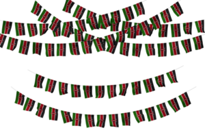 Kenya Flag Bunting Decoration on The Rope, Jhandi, Set of Small Flag Celebration, 3D Rendering png