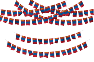 Mongolië vlag vlaggedoek decoratie Aan de touw, jhandi, reeks van klein vlag viering, 3d renderen png