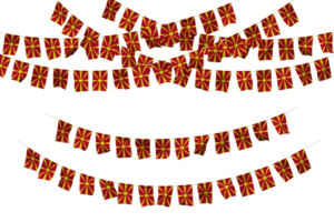 Nord macédoine drapeau bruant décoration sur le corde, jhandi, ensemble de petit drapeau fête, 3d le rendu png