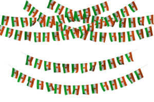 Niger drapeau bruant décoration sur le corde, jhandi, ensemble de petit drapeau fête, 3d le rendu png