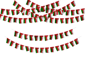 Oman vlag vlaggedoek decoratie Aan de touw, jhandi, reeks van klein vlag viering, 3d renderen png