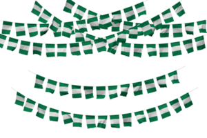 Nigeria drapeau bruant décoration sur le corde, jhandi, ensemble de petit drapeau fête, 3d le rendu png