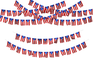 puerto rico drapeau bruant décoration sur le corde, jhandi, ensemble de petit drapeau fête, 3d le rendu png