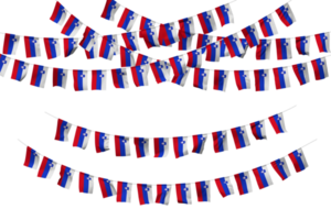 Slovenia Flag Bunting Decoration on The Rope, Jhandi, Set of Small Flag Celebration, 3D Rendering png