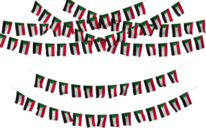 Sudan Flag Bunting Decoration on The Rope, Jhandi, Set of Small Flag Celebration, 3D Rendering png