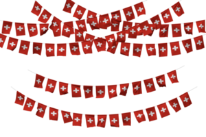 Suisse drapeau bruant décoration sur le corde, jhandi, ensemble de petit drapeau fête, 3d le rendu png