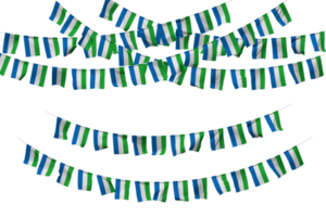 sierra leone drapeau bruant décoration sur le corde, jhandi, ensemble de petit drapeau fête, 3d le rendu png