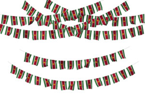 Suriname vlag vlaggedoek decoratie Aan de touw, jhandi, reeks van klein vlag viering, 3d renderen png