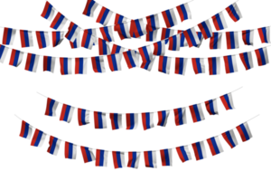 Russia Flag Bunting Decoration on The Rope, Jhandi, Set of Small Flag Celebration, 3D Rendering png