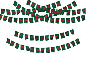 Bangladesh Flag Bunting Decoration on The Rope, Jhandi, Set of Small Flag Celebration, 3D Rendering png