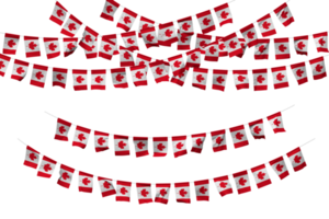 Canada Flag Bunting Decoration on The Rope, Jhandi, Set of Small Flag Celebration, 3D Rendering png