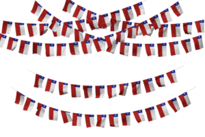 Chile Flag Bunting Decoration on The Rope, Jhandi, Set of Small Flag Celebration, 3D Rendering png