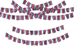 Costa Rica Flag Bunting Decoration on The Rope, Jhandi, Set of Small Flag Celebration, 3D Rendering png