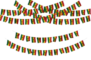 Ghana bandiera pavese decorazione su il corda, jhandi, impostato di piccolo bandiera celebrazione, 3d interpretazione png