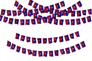 Haïti drapeau bruant décoration sur le corde, jhandi, ensemble de petit drapeau fête, 3d le rendu png