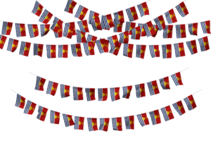 kiribati flagga flaggväv dekoration på de rep, jhandi, uppsättning av små flagga firande, 3d tolkning png