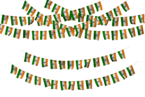 Índia bandeira estamenha decoração em a corda, jhandi, conjunto do pequeno bandeira celebração, 3d Renderização png