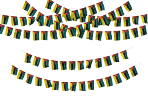 Mozambique Flag Bunting Decoration on The Rope, Jhandi, Set of Small Flag Celebration, 3D Rendering png