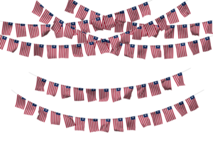 Liberia Flag Bunting Decoration on The Rope, Jhandi, Set of Small Flag Celebration, 3D Rendering png