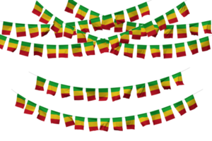 mali drapeau bruant décoration sur le corde, jhandi, ensemble de petit drapeau fête, 3d le rendu png