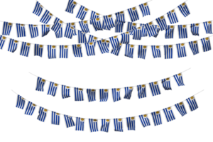 Uruguay Flag Bunting Decoration on The Rope, Jhandi, Set of Small Flag Celebration, 3D Rendering png